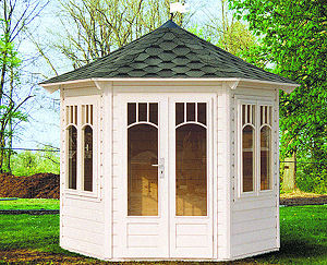 Hexagonal Double Door 28mm Log Cabin 591 - Felt Tiles