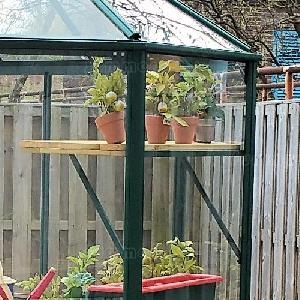 Timber slatted high level shelving