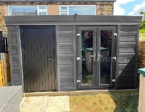 Composite Pent Concrete Shed 789 - Two Rooms, PVCu Window and Fascias