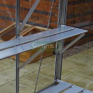 GREENHOUSES - Aluminium high level shelving silver finish GREENHOUSES - Aluminium high level shelving silver finish