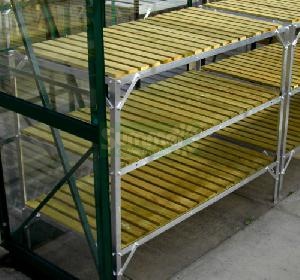 GREENHOUSES - Staging 3 tier wooden slatted GREENHOUSES - Staging 3 tier wooden slatted