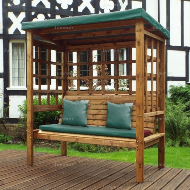 3 Seater Arbour 474 - Green Showerproof Canopy, Fully Assembled, FSC® Certified
