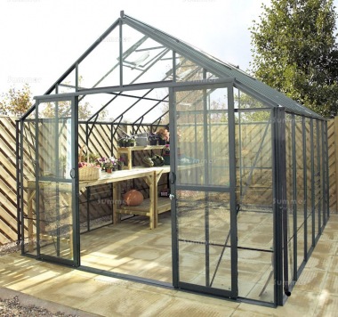 Large Green Aluminium Greenhouse 192 - Toughened Glass