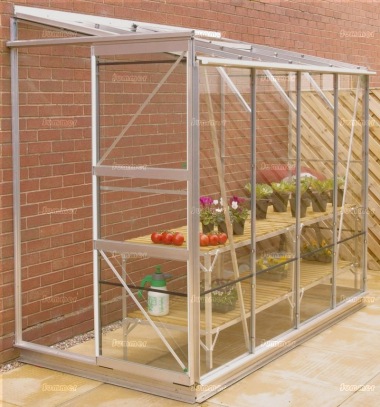 Aluminium Lean To Greenhouse 421 - Toughened Glass Aluminium Lean To Greenhouse 421 - Toughened Glass