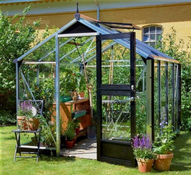 Aluminium Greenhouse 401 - Base Included, Hinged Door Aluminium Greenhouse 401 - Base Included, Hinged Door
