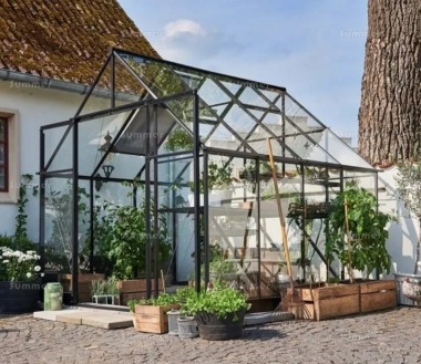 Aluminium Greenhouse 408 - Double Door, Toughened Glass