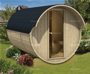 Log Barrel Sauna 996 - 2 Rooms, Slatted Benches, Felt Tiles Log Barrel Sauna 996 - 2 Rooms, Slatted Benches, Felt Tiles
