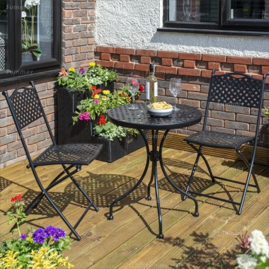 2 Seat Bistro Set 600 - Round Table, Lattice Design 2 Seat Bistro Set 600 - Round Table, Lattice Design
