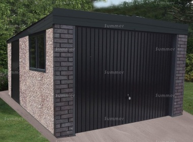 Spar Pent Concrete Garage 348 - Charcoal, Brick Posts Spar Pent Concrete Garage 348 - Charcoal, Brick Posts