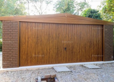 Brick Apex Double Concrete Garage 455 - Light Woodgrain Finish Brick Apex Double Concrete Garage 455 - Light Woodgrain Finish