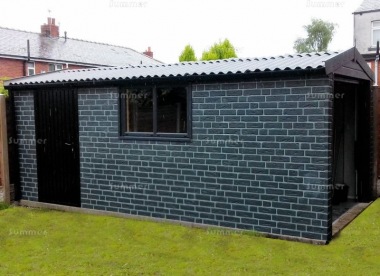 Brick Apex Concrete Garage 468 - Charcoal, Guttering