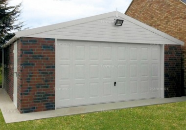 Brick Apex Double Concrete Garage 536 - PVCu Windows and Fascias