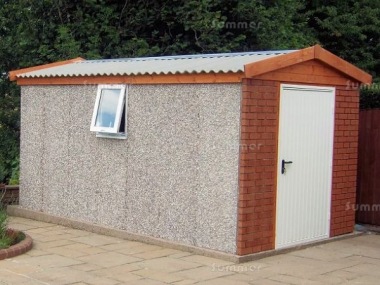 Spar Apex Concrete Shed 674 - Brick Posts, PVCu Window Spar Apex Concrete Shed 674 - Brick Posts, PVCu Window