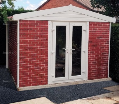 Brick Apex Concrete Shed 897 - PVCu Window, Fascias and Door
