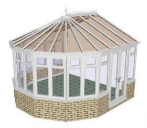Victorian 5 bay Conservatory 44 - PVCu, Dwarf Wall Victorian 5 bay Conservatory 44 - PVCu, Dwarf Wall