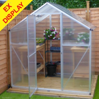 Aluminium Greenhouse 024 - Silver, Clip Free, Ex Display, Collection Only