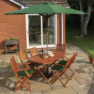6 Seater Hardwood Set 805 - Folding Chairs, With Cushions, FSC® Certified 6 Seater Hardwood Set 805 - Folding Chairs, With Cushions, FSC® Certified