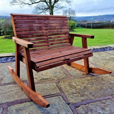 Rocking Bench 734 - Brown Finish, Fully Assembled