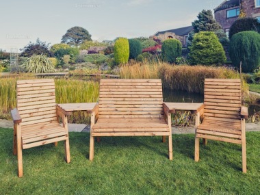 4 Seater Companion Set 749 - Angled Trays, Chunky Framing, Brown Finish 4 Seater Companion Set 749 - Angled Trays, Chunky Framing, Brown Finish