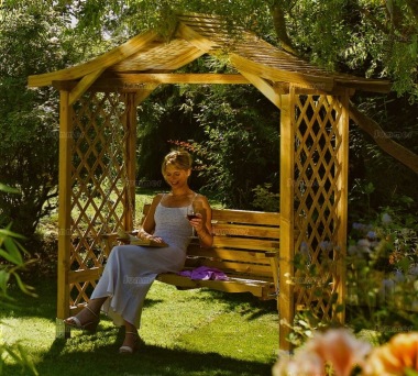 Garden Arbour 32 with Swing Seat - Pressure Treated, Apex Roof, FSC® Certified