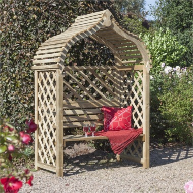 Garden Arbour 341 - Pressure Treated, Curved Slatted Roof