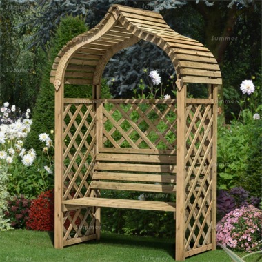 Garden Arbour 349 - Pressure Treated, Curved Slatted Roof, FSC® Certified