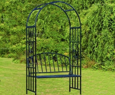 Arbour 070 - Powder Coated Steel With Rose Arch Arbour 070 - Powder Coated Steel With Rose Arch