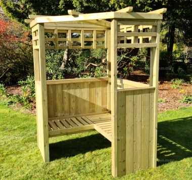 Pressure Treated Corner Arbour 912 - Pergola Style Roof Pressure Treated Corner Arbour 912 - Pergola Style Roof