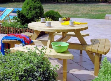 8 Seater Round Picnic Bench 215 - 3ft 7in Table, Pressure Treated 8 Seater Round Picnic Bench 215 - 3ft 7in Table, Pressure Treated