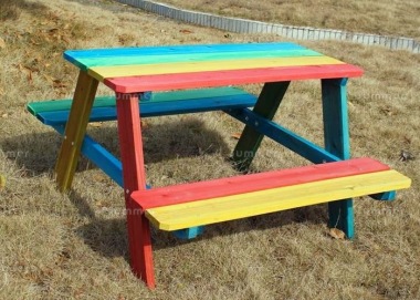 4 Seater Childrens Picnic Bench 193 - With Multi Coloured Paint Finish