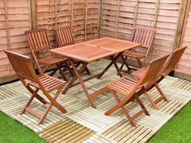 6 Seater Hardwood Set 120 - Folding Chairs, Rectangular Table 6 Seater Hardwood Set 120 - Folding Chairs, Rectangular Table