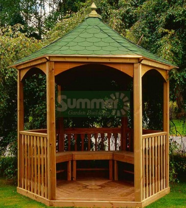 Wooden Gazebo 10 - Hexagonal, Pressure Treated, Felt Tiles Wooden Gazebo 10 - Hexagonal, Pressure Treated, Felt Tiles