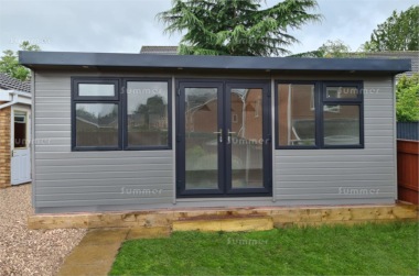 Pent Garden Office 448 - Painted, Double Glazed PVCu