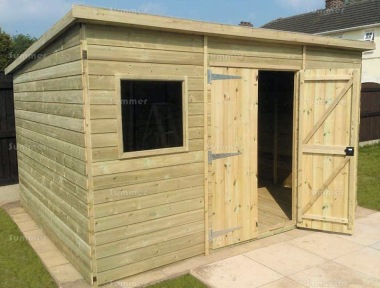 Pressure Treated Pent Shed 640 - Thicker Boards, Corrugated Roof