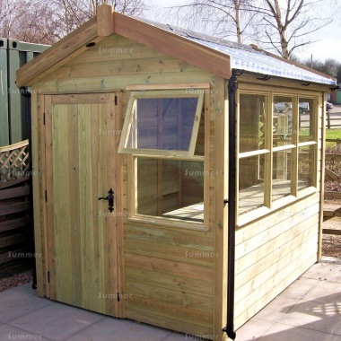 Pressure Treated Potting Shed 687 - Thicker Boards, Part Glazed Roof