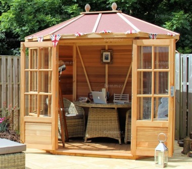 Cedar Octagonal Summerhouse 742 - Toughened Glass Cedar Octagonal Summerhouse 742 - Toughened Glass