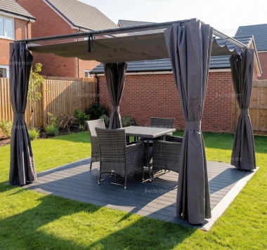Metal Gazebo 105 - Retractable Canopy, Curtains Metal Gazebo 105 - Retractable Canopy, Curtains