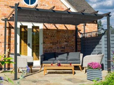 Metal Gazebo 446 - Powder Coated Aluminium, Retractable Canopy Metal Gazebo 446 - Powder Coated Aluminium, Retractable Canopy