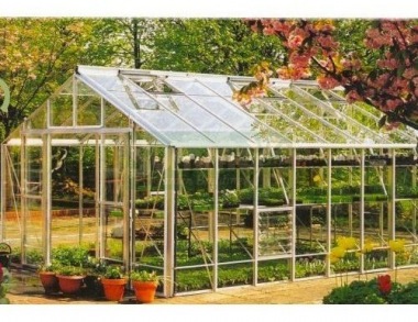 Large Grey Aluminium Greenhouse 617 - Toughened Glass Large Grey Aluminium Greenhouse 617 - Toughened Glass