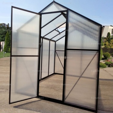 Aluminium Greenhouse 022 - Black, Box Profile, Clip Free, Easy-Fit Aluminium Greenhouse 022 - Black, Box Profile, Clip Free, Easy-Fit