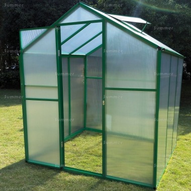 Aluminium Greenhouse 026 - Green, Box Profile, Clip Free, Easy-Fit