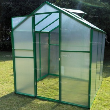 Aluminium Greenhouse 026 - Green, Box Profile, Clip Free, Easy-Fit Aluminium Greenhouse 026 - Green, Box Profile, Clip Free, Easy-Fit