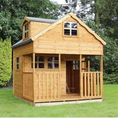 wooden wendy house with upstairs