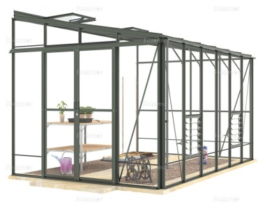 Aluminium Lean To Greenhouse 93 - Toughened Glass