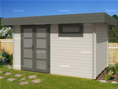Pent Roof 28mm Log Cabin 314 - Double Door Pent Roof 28mm Log Cabin 314 - Double Door