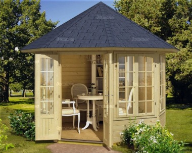Double Door 40mm Octagonal Log Cabin 329 Plain Or Georgian