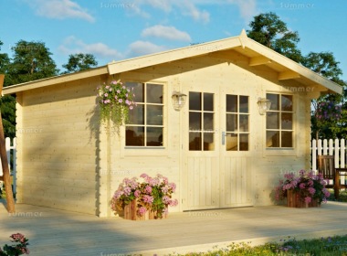 Apex Double Door 28mm Log Cabin 339 - Plain or Georgian