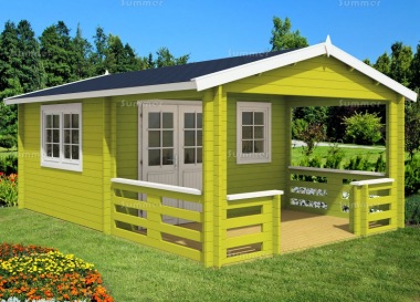 Double Door Apex Log Cabin 452 - Large Verandah