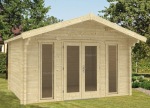 Double Door 40mm Apex Log Cabin 589 - Large Panes, Double Glazed Double Door 40mm Apex Log Cabin 589 - Large Panes, Double Glazed