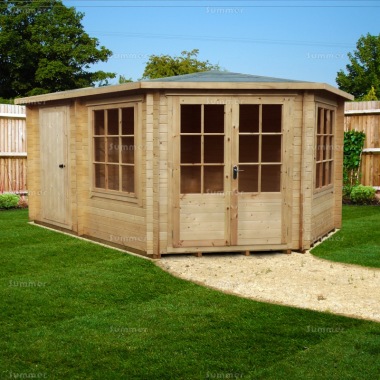 Two Room 28mm Corner Log Cabin 187 Double Door